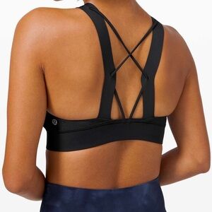 lululemon athletica Strong At Heart  Strappy Black Sports Bra Run Running Sz 6
